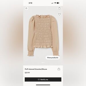 H&M shirred beige blouse